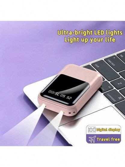 LADAPU This Mini Portable Power Bank Features A 10000mAh Capacity With A Built-In 4-In-1 Multifunction Cable.Mini Powerbank,Small Size, Big Power! Supporting 5W Slow Charging, It's Compact, Perfect F