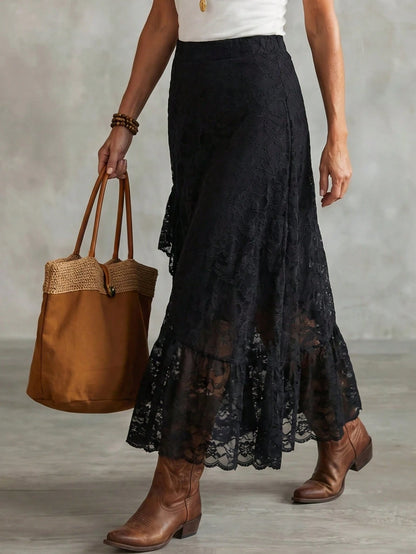 LanaWest Women's Lace Patchwork Casual Versatile Date Night Skirt