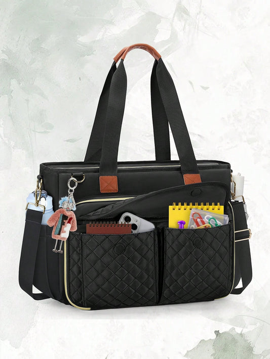 Laptop Tote Bag15.6 Inch For Women, Large Capacity Insulated Work Tote With Adjustable Strap & Luggage Sleeve