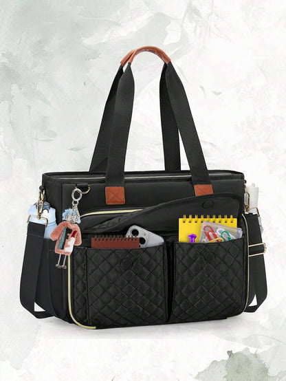 Laptop Tote Bag15.6 Inch For Women, Large Capacity Insulated Work Tote With Adjustable Strap & Luggage Sleeve