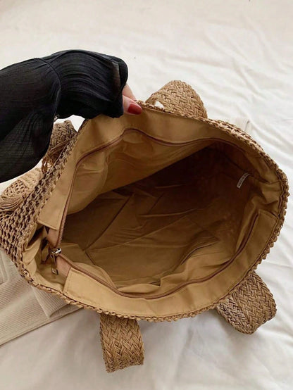 Large Capacity Beach Travel Bag, Women's Tote Bag, Beach Mesh Tote Bag, Women's Shoulder Bag, Travel Bag Beach Nylon Mesh Tote Bag, Casual Tote Bag