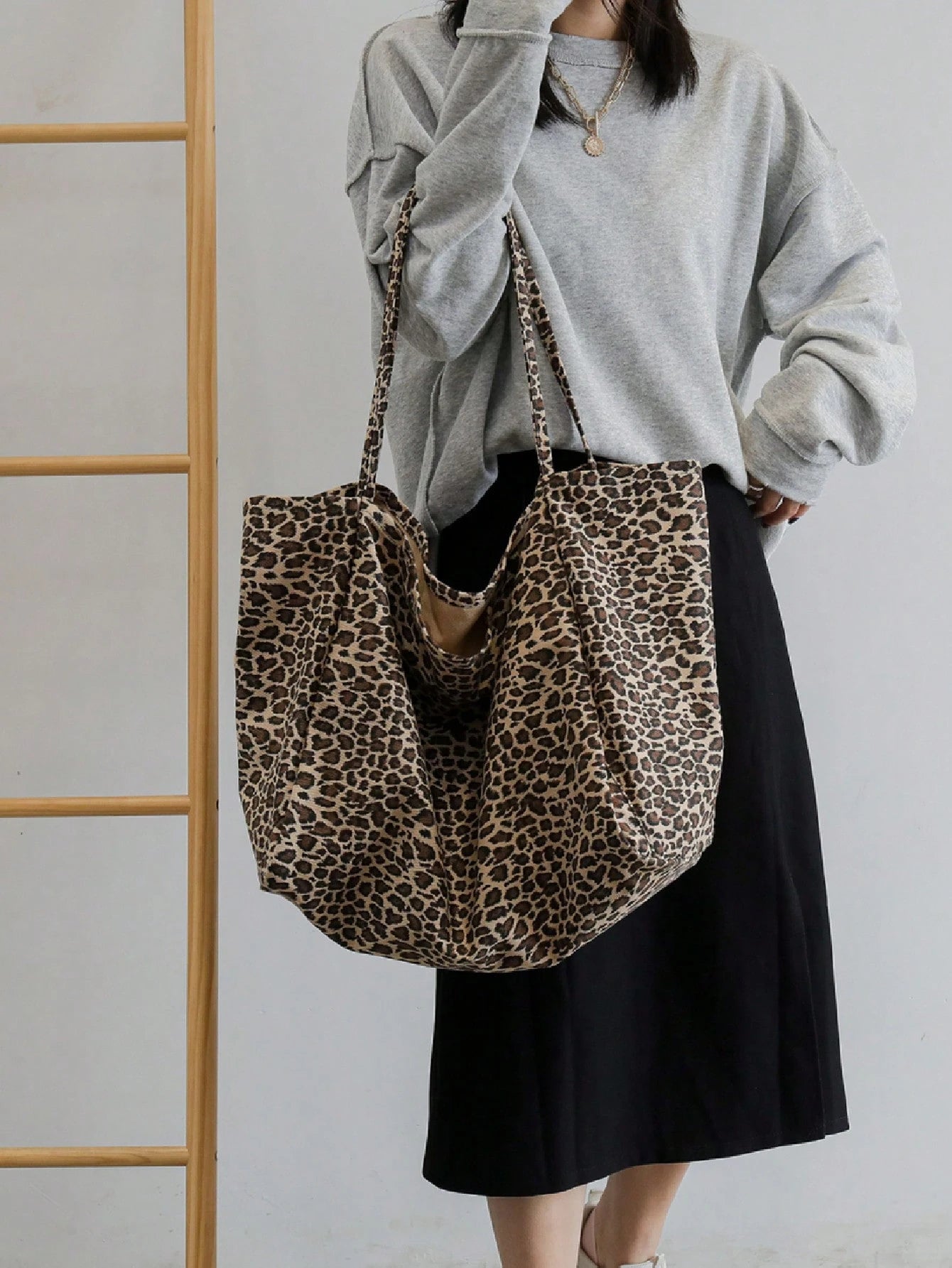 Large Capacity Leopard Print Tote Bag, Suitable For Middle/High School Students, College Students, And Adults For School, Work, Travel And Leisure, Fashion Leopard Print Bag, Fall Winter Fashionable C