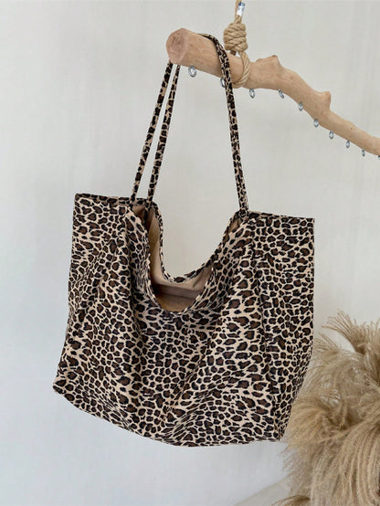 Large Capacity Leopard Print Tote Bag, Suitable For Middle/High School Students, College Students, And Adults For School, Work, Travel And Leisure, Fashion Leopard Print Bag, Fall Winter Fashionable C