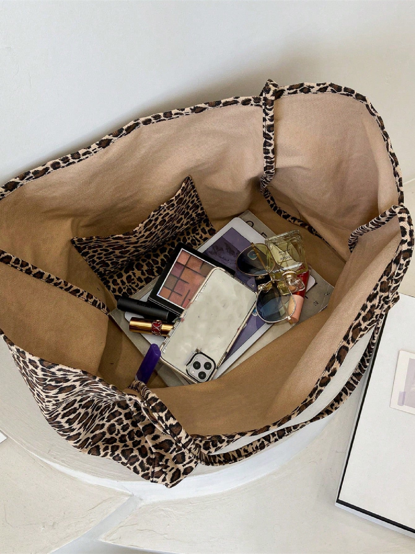 Large Capacity Leopard Print Tote Bag, Suitable For Middle/High School Students, College Students, And Adults For School, Work, Travel And Leisure, Fashion Leopard Print Bag, Fall Winter Fashionable C