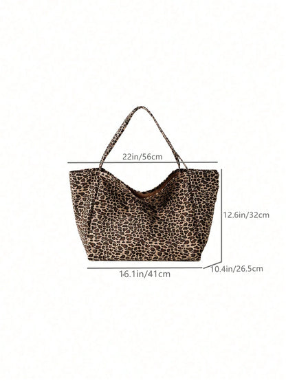 Large Capacity Leopard Print Tote Bag, Suitable For Middle/High School Students, College Students, And Adults For School, Work, Travel And Leisure, Fashion Leopard Print Bag, Fall Winter Fashionable C