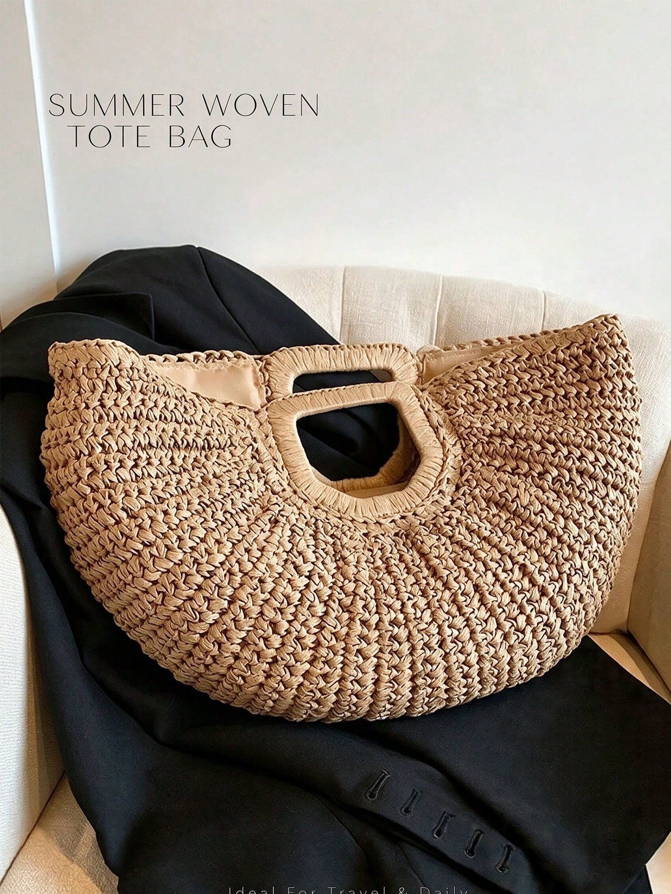Large Capacity Straw Woven Clutch Bag, Summer Travel Beach Bag,Designer Tote Bags For Women Commute Work Bag Stylish Vacation Travel Ladies Purse