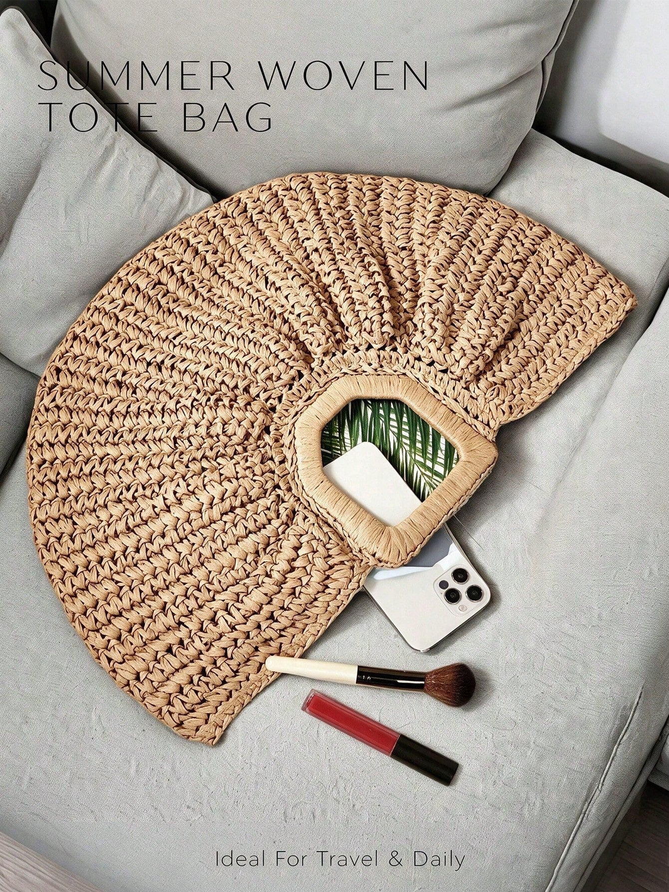 Large Capacity Straw Woven Clutch Bag, Summer Travel Beach Bag,Designer Tote Bags For Women Commute Work Bag Stylish Vacation Travel Ladies Purse