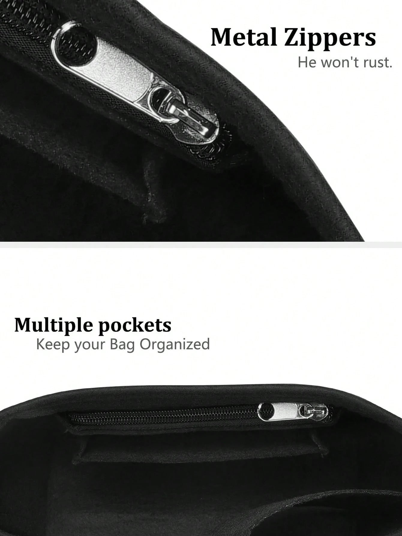 Le Pliage Felt Liner Bag, Multi-Pocket Felt Bag, Travel Portable Liner Bag, With Zipper, Suitable For Storing School Supplies