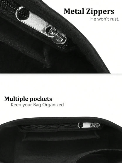 Le Pliage Felt Liner Bag, Multi-Pocket Felt Bag, Travel Portable Liner Bag, With Zipper, Suitable For Storing School Supplies
