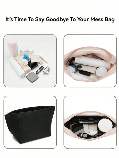 Le Pliage Felt Liner Bag, Multi-Pocket Felt Bag, Travel Portable Liner Bag, With Zipper, Suitable For Storing School Supplies