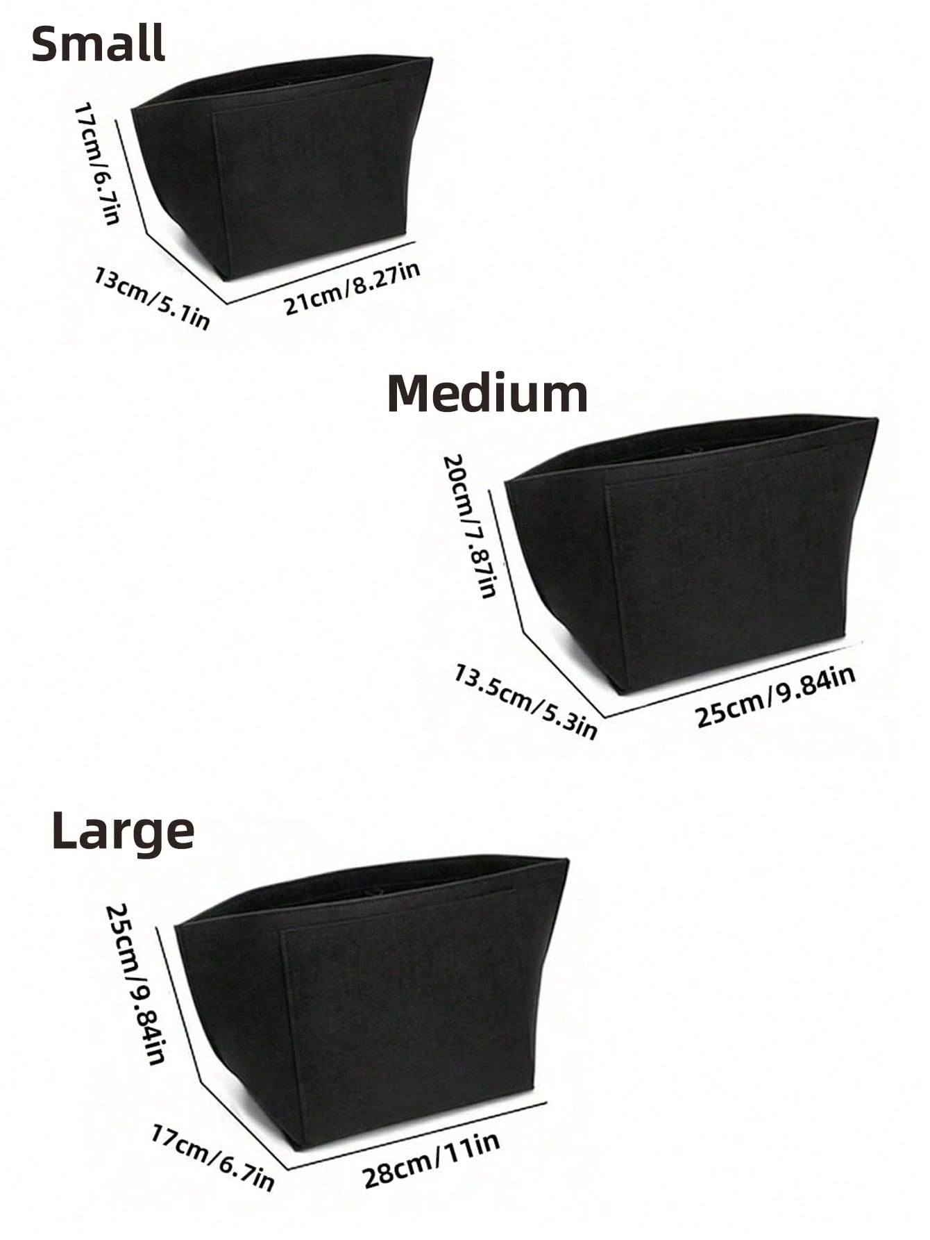 Le Pliage Felt Liner Bag, Multi-Pocket Felt Bag, Travel Portable Liner Bag, With Zipper, Suitable For Storing School Supplies