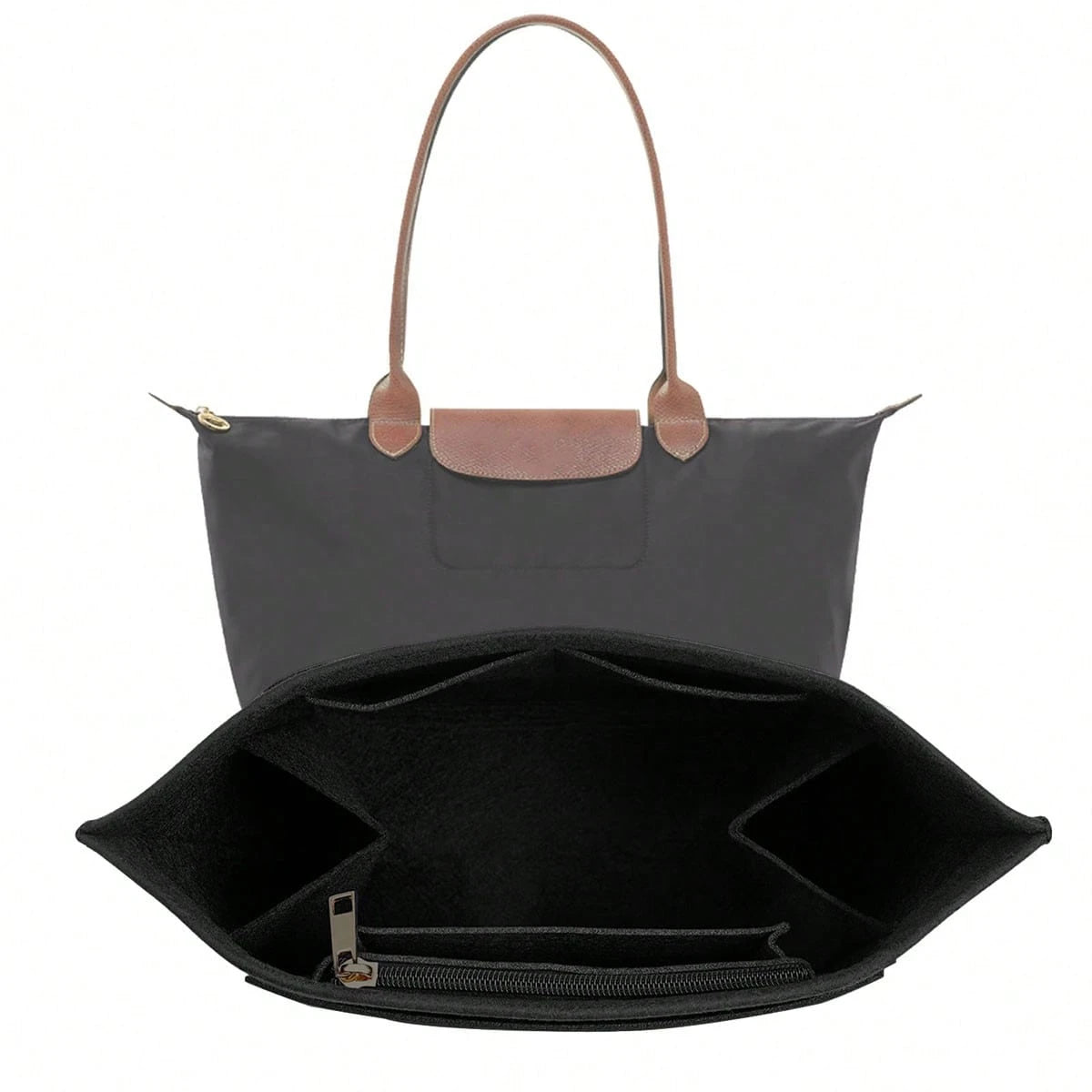 Le Pliage Tote Bag Organizer Insert, Multi-Pocket Felt Handbag Organizer Bag With Zipper, Cup Holder, Back To School Supplies