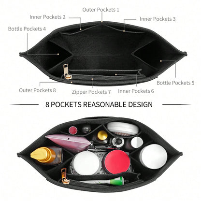 Le Pliage Tote Bag Organizer Insert, Multi-Pocket Felt Handbag Organizer Bag With Zipper, Cup Holder, Back To School Supplies