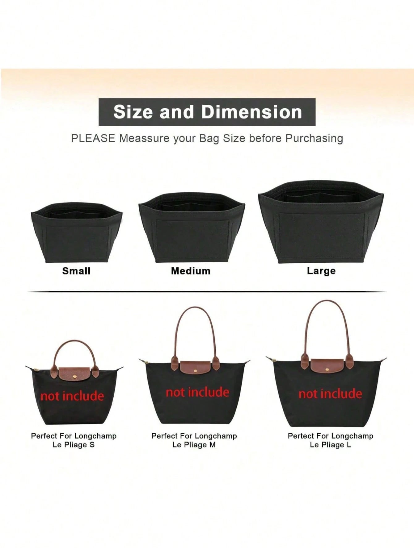 Le Pliage Tote Bag Organizer Insert, Multi-Pocket Felt Handbag Organizer Bag With Zipper, Cup Holder, Back To School Supplies
