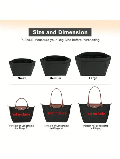 Le Pliage Tote Bag Organizer Insert, Multi-Pocket Felt Handbag Organizer Bag With Zipper, Cup Holder, Back To School Supplies