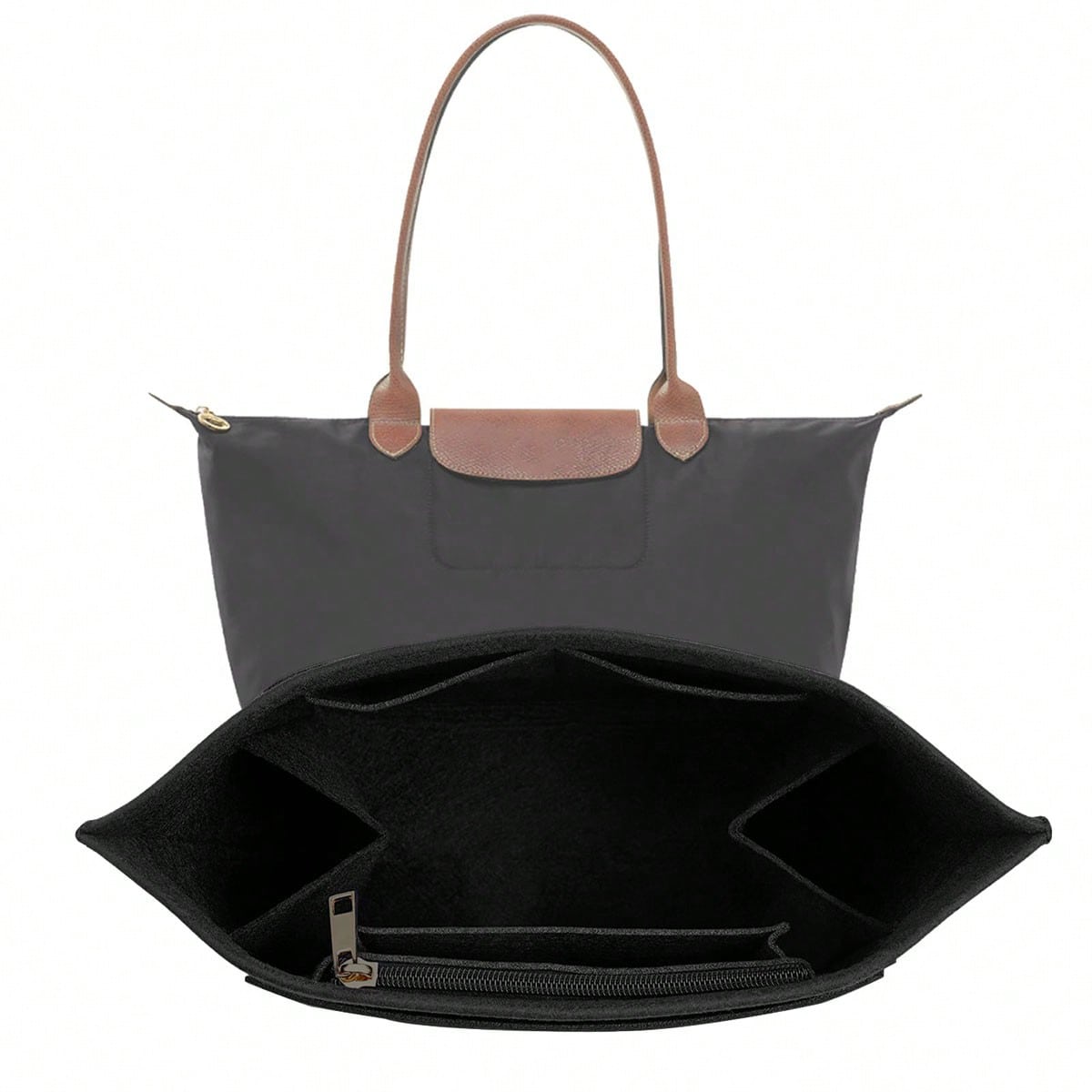 Le Pliage Tote Bag Organizer Insert, Multi-Pocket Felt Handbag Organizer Bag With Zipper, Cup Holder, Back To School Supplies