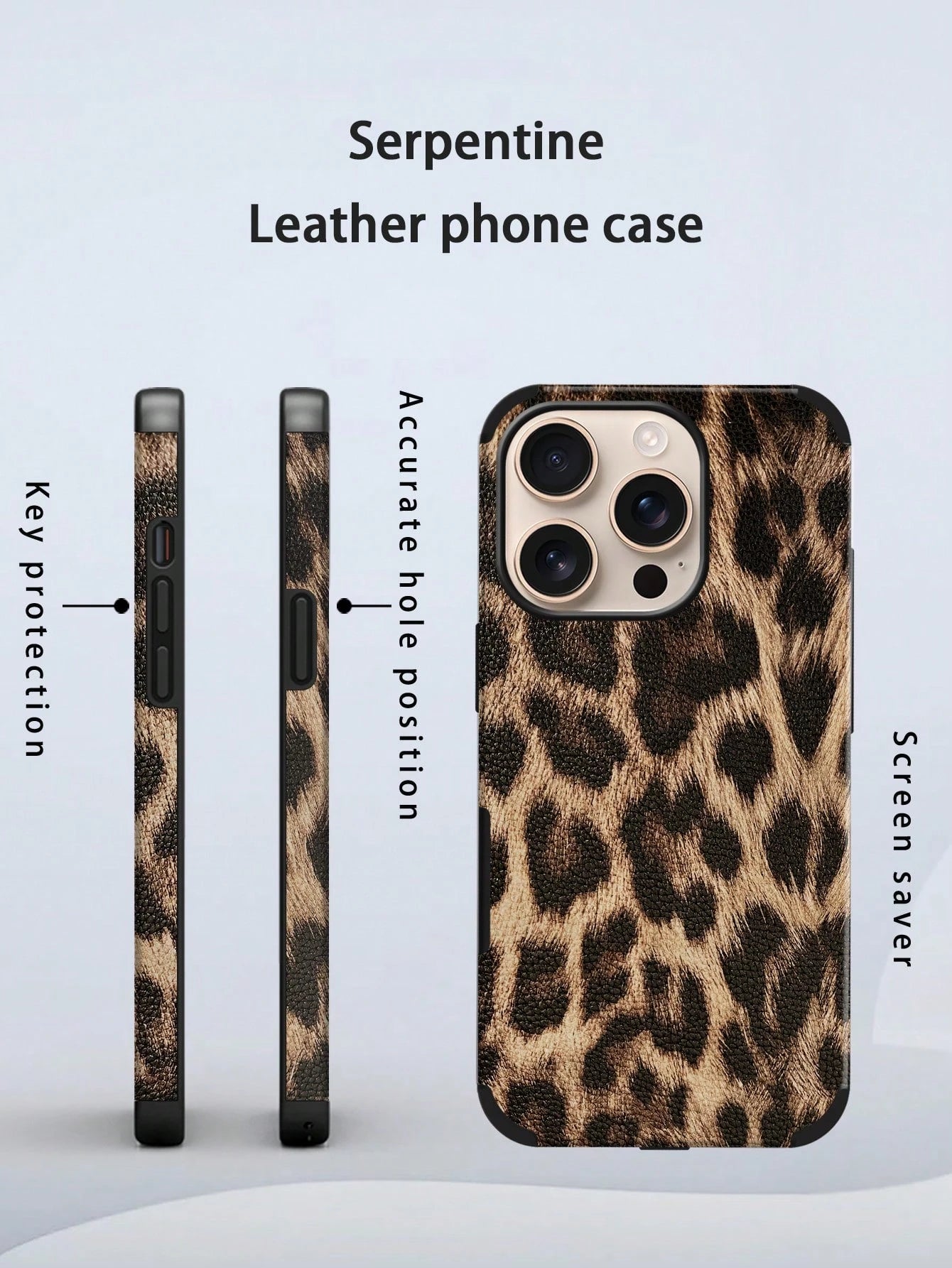 Leather Leopard Print Leather Fashion Phone Case Leopard Print Leather Fashion Phone Case 1pc Leopard Print PU Soft Leather Anti-Fall Anti-Shock Phone Case With Sound Amplifier Design, Compatible With