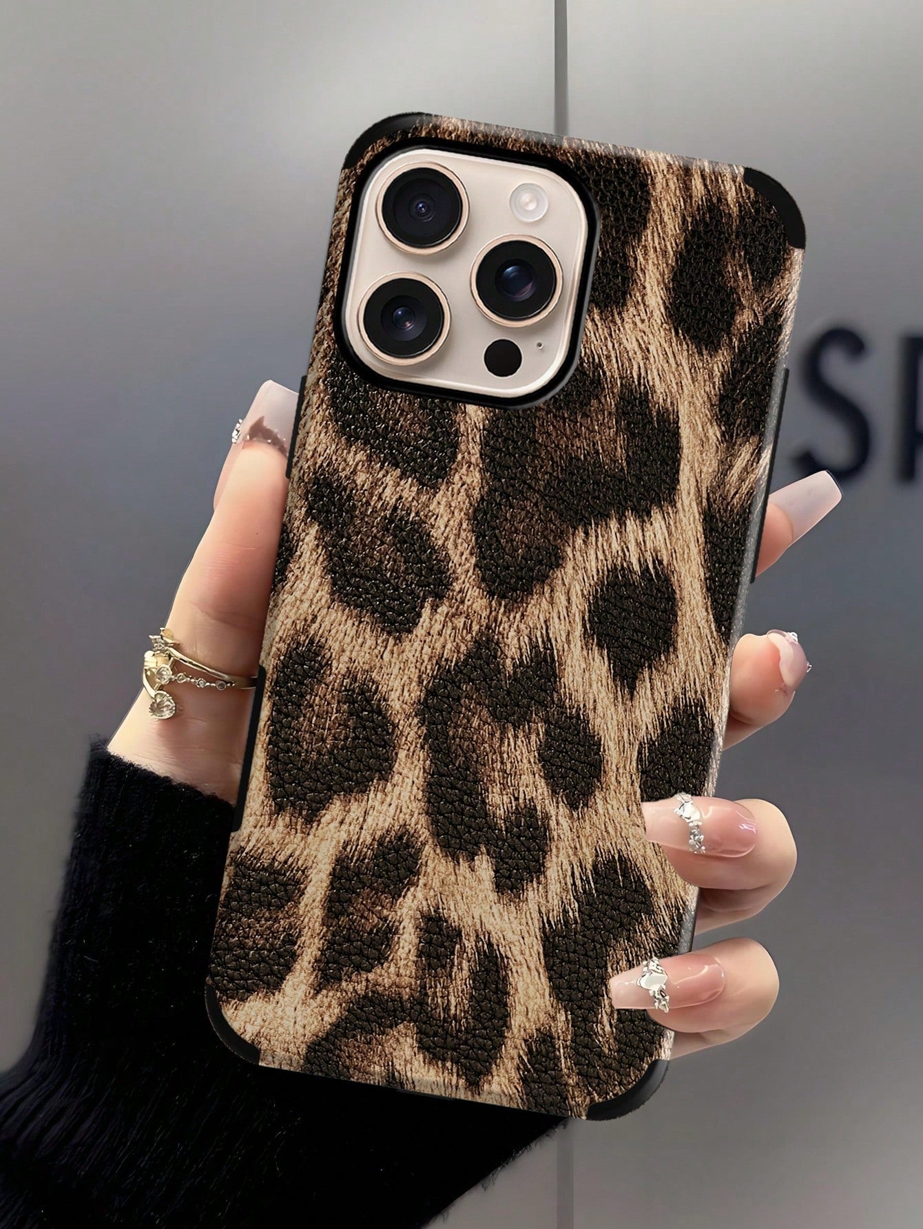 Leather Leopard Print Leather Fashion Phone Case Leopard Print Leather Fashion Phone Case 1pc Leopard Print PU Soft Leather Anti-Fall Anti-Shock Phone Case With Sound Amplifier Design, Compatible With