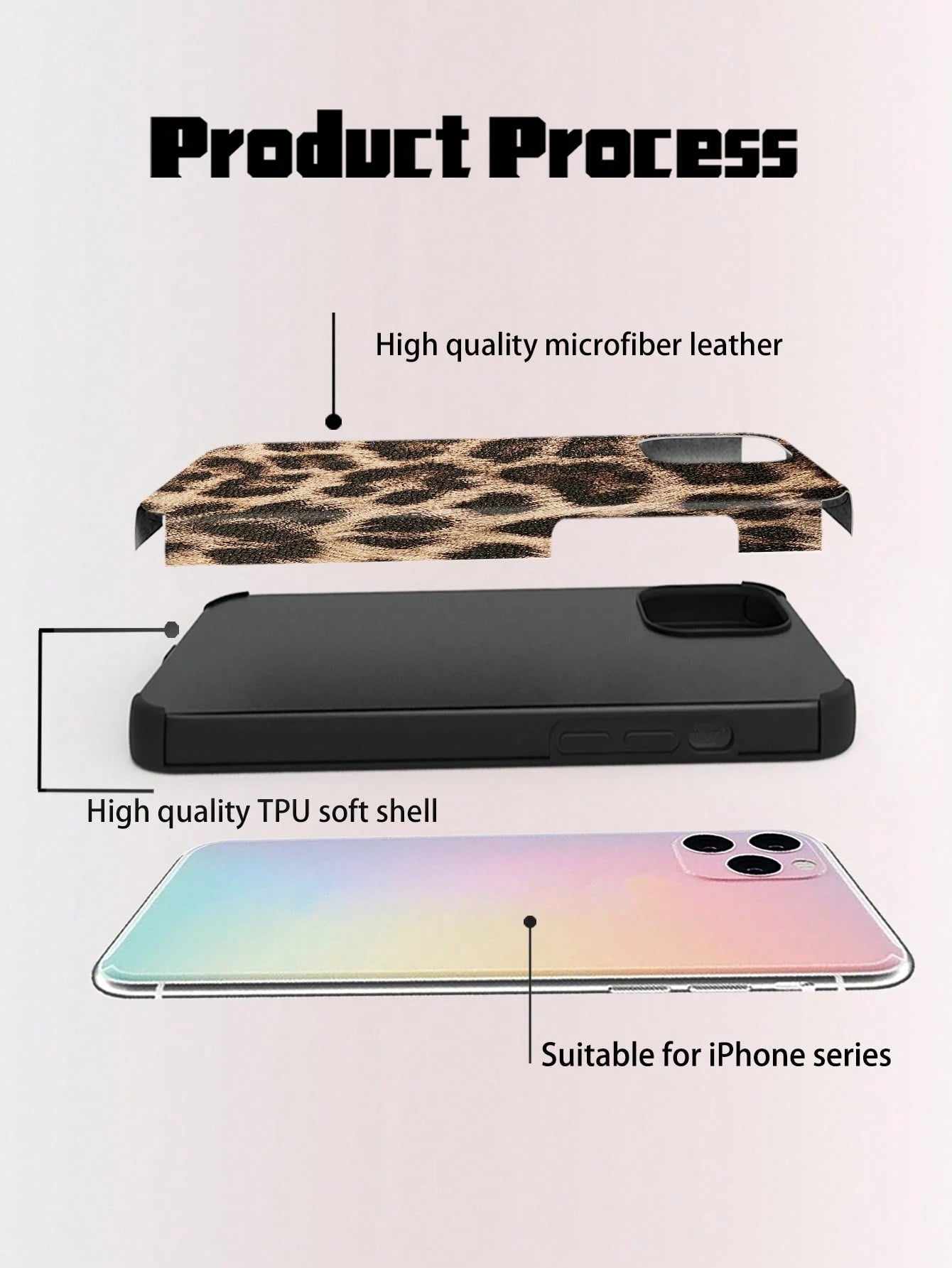 Leather Leopard Print Leather Fashion Phone Case Leopard Print Leather Fashion Phone Case 1pc Leopard Print PU Soft Leather Anti-Fall Anti-Shock Phone Case With Sound Amplifier Design, Compatible With