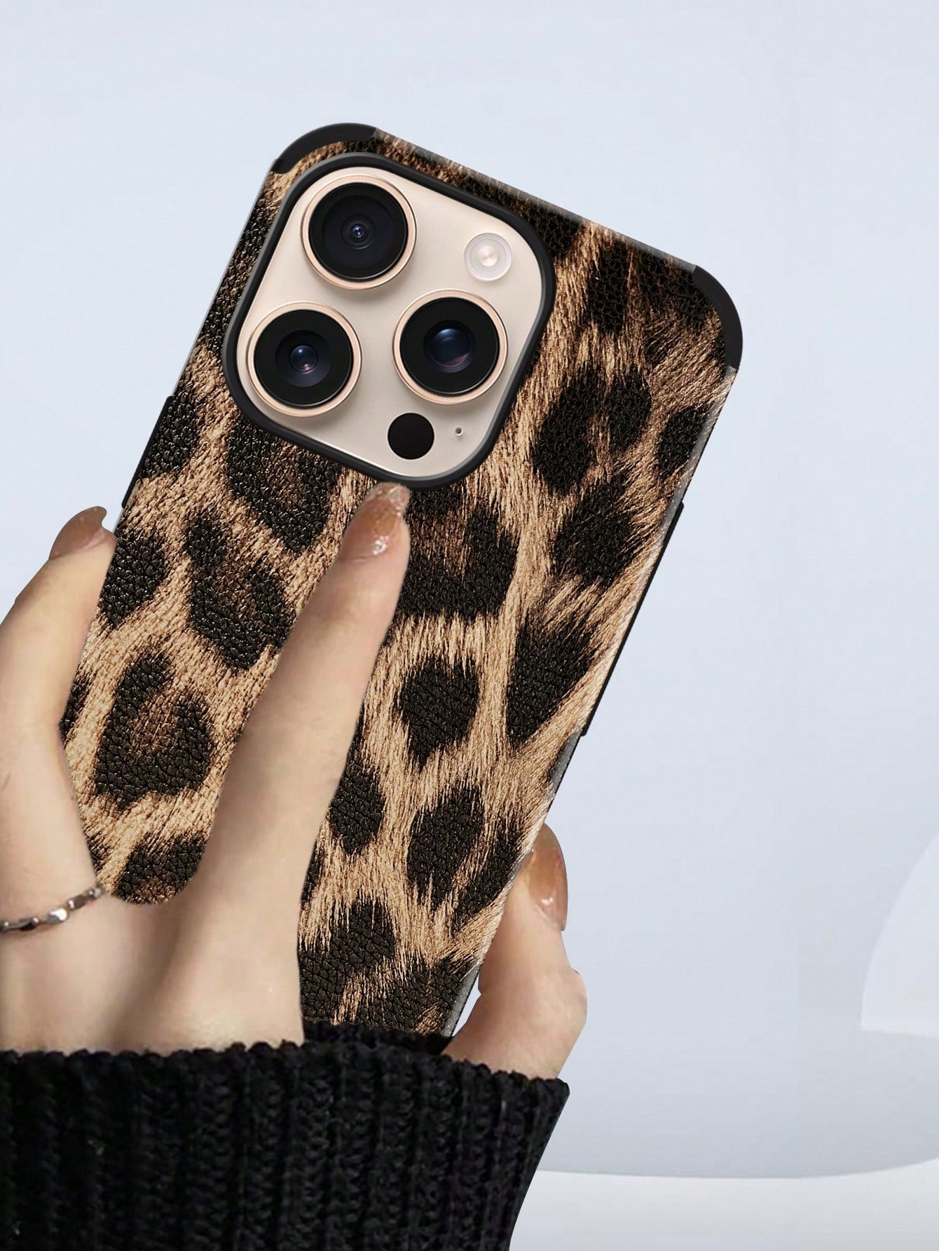 Leather Leopard Print Leather Fashion Phone Case Leopard Print Leather Fashion Phone Case 1pc Leopard Print PU Soft Leather Anti-Fall Anti-Shock Phone Case With Sound Amplifier Design, Compatible With