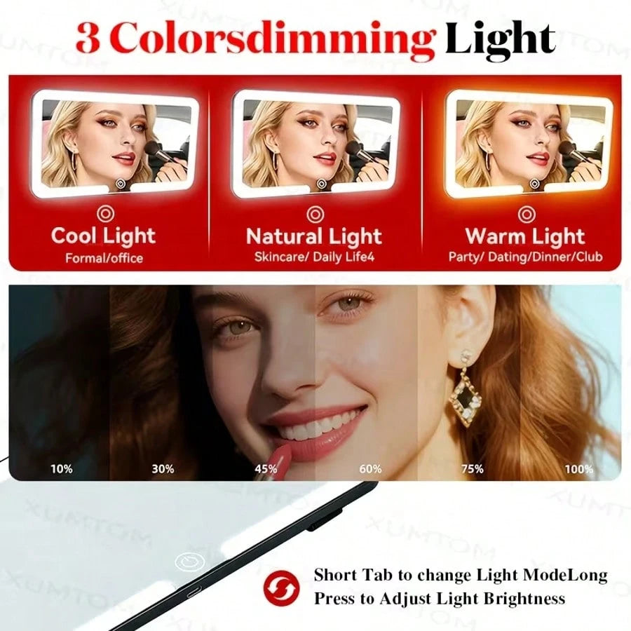 LED Car Vanity Mirror With USB Rechargeable Sun Visor, Adjustable Brightness With 3 Color Temperature, Suitable For Home/Bedroom/Travel, A Top Choice For Beauty Enthusiasts, And The Perfect Gift For T