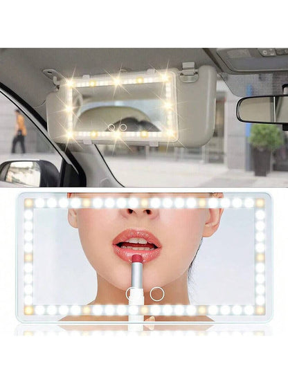 LED Mirror For Car Visor,Rechargeable Car Visor Vanity Mirror With 3 Light Modes & Dimmable Touch Screen,60 LEDs Makeup Mirror