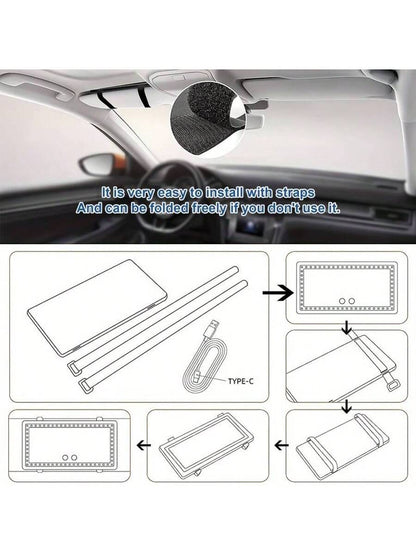 LED Mirror For Car Visor,Rechargeable Car Visor Vanity Mirror With 3 Light Modes & Dimmable Touch Screen,60 LEDs Makeup Mirror