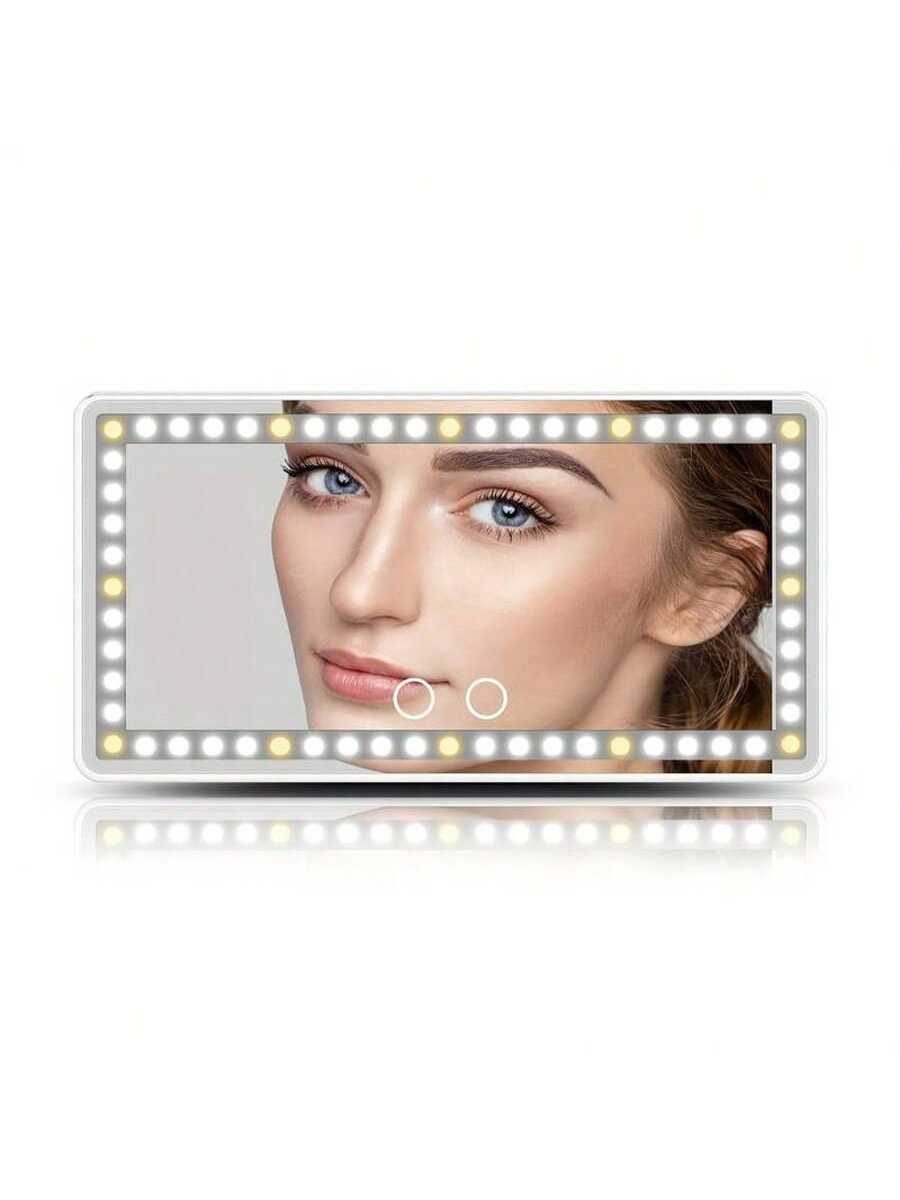 LED Mirror For Car Visor,Rechargeable Car Visor Vanity Mirror With 3 Light Modes & Dimmable Touch Screen,60 LEDs Makeup Mirror