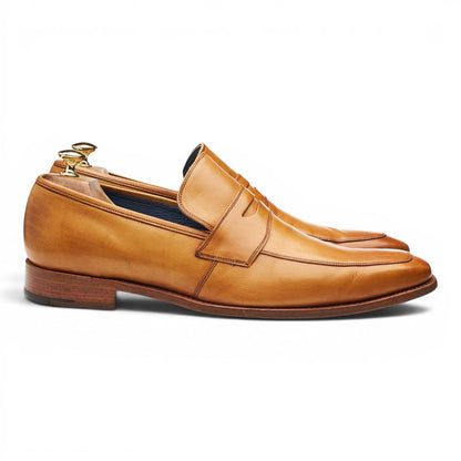 'Leonardo' Tan Brown Leather Loafers 11 F