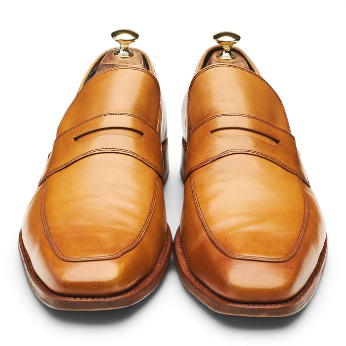 'Leonardo' Tan Brown Leather Loafers 11 F