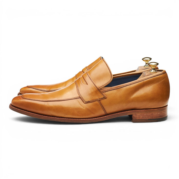'Leonardo' Tan Brown Leather Loafers 11 F