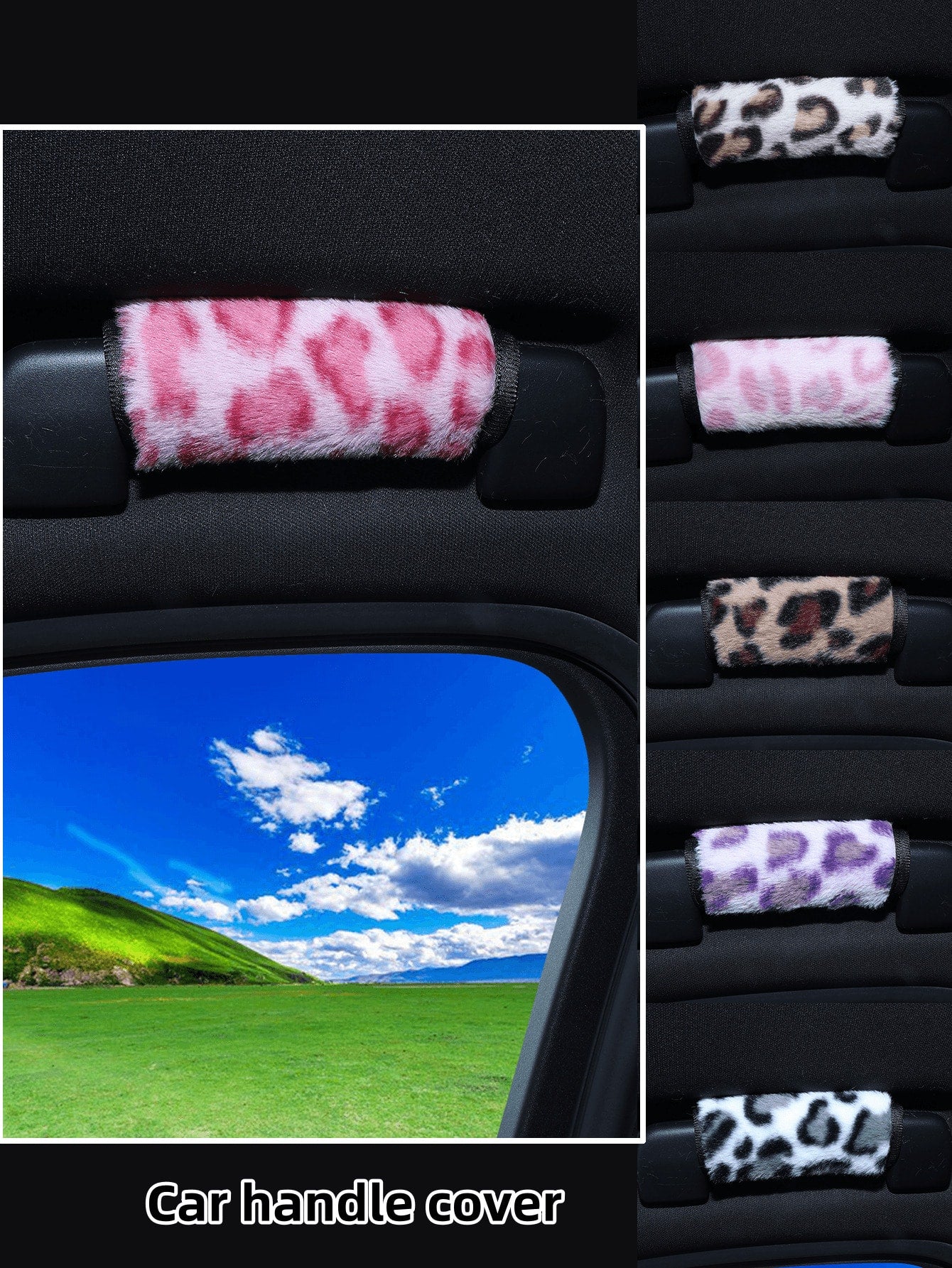 Leopard Print Roof Handle Cover For Car Interiors, Suitable For Roof Handle Sets And Interior Door Handle Sets, Used For Passenger Seat Decoration