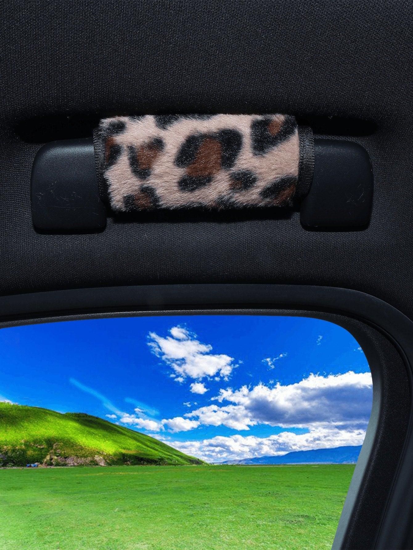 Leopard Print Roof Handle Cover For Car Interiors, Suitable For Roof Handle Sets And Interior Door Handle Sets, Used For Passenger Seat Decoration