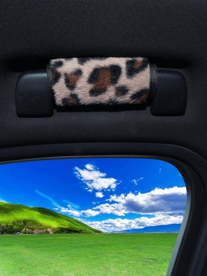 Leopard Print Roof Handle Cover For Car Interiors, Suitable For Roof Handle Sets And Interior Door Handle Sets, Used For Passenger Seat Decoration