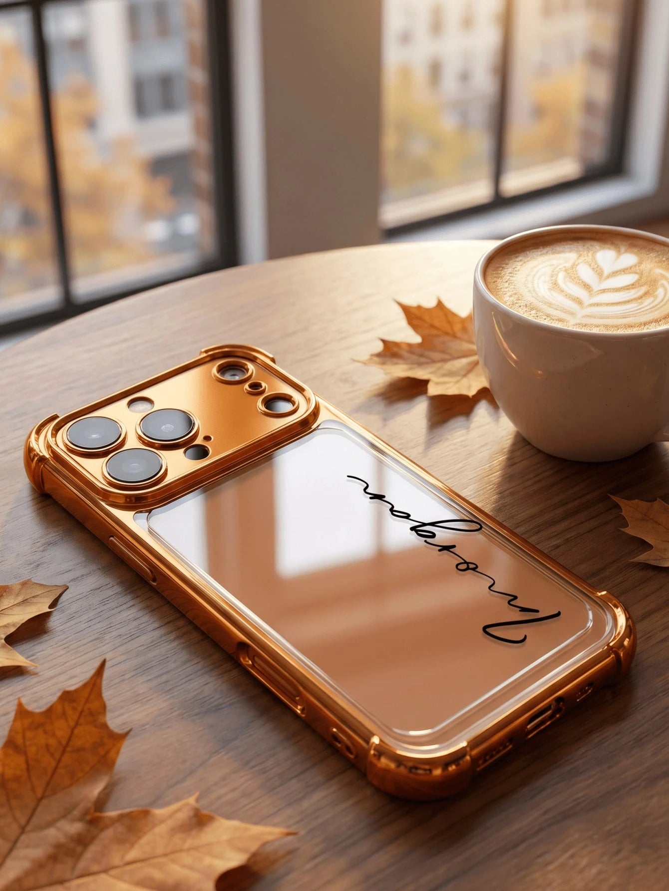 Letter Elements TPU Rose Gold Electroplated Acrylic Personalized Name Phone Case Compatible With 17 Pro Max 17 Air Transparent Shockproof Lens Protector Frame Anniversary Gift Birthday Gift Mom, Mothe