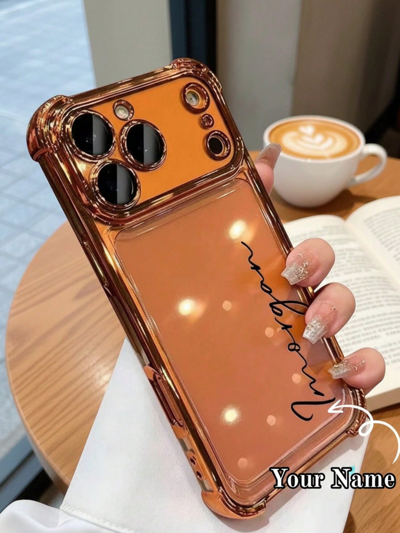 Letter Elements TPU Rose Gold Electroplated Acrylic Personalized Name Phone Case Compatible With 17 Pro Max 17 Air Transparent Shockproof Lens Protector Frame Anniversary Gift Birthday Gift Mom, Mothe