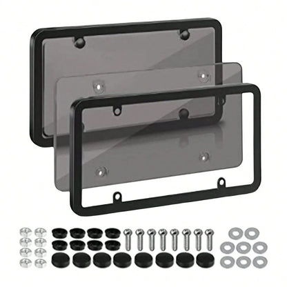License Plate Frames 2 Pack Stainless Steel License Plate Holders Universal Fit For US Cars 4 Holes No Obstruction To Plate