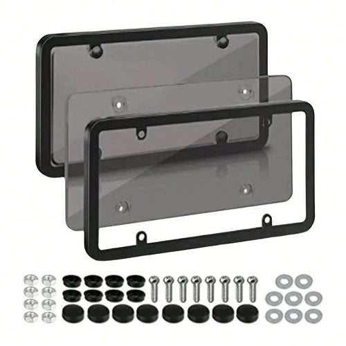 License Plate Frames 2 Pack Stainless Steel License Plate Holders Universal Fit For US Cars 4 Holes No Obstruction To Plate