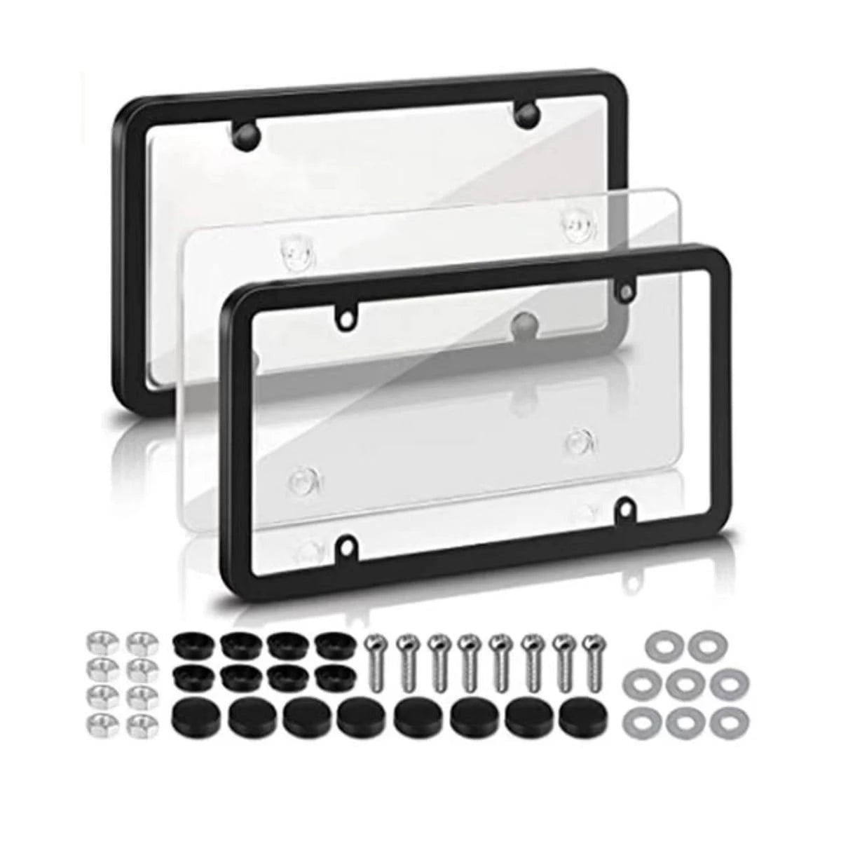 License Plate Frames 2 Pack Stainless Steel License Plate Holders Universal Fit For US Cars 4 Holes No Obstruction To Plate