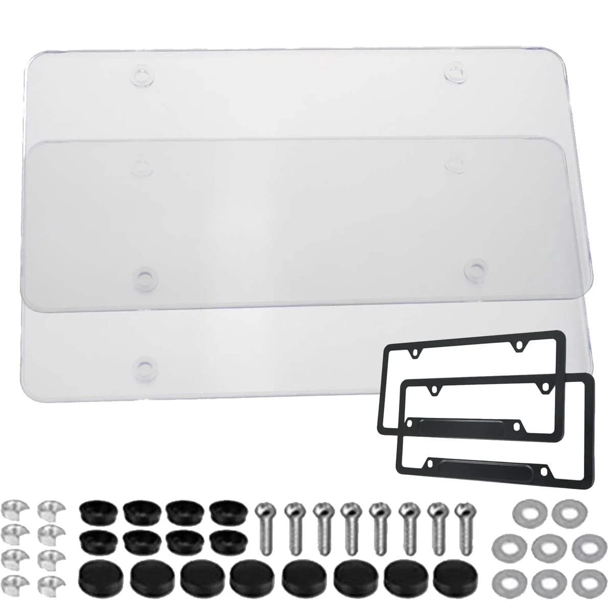 License Plate Frames 2 Pack Stainless Steel License Plate Holders Universal Fit For US Cars 4 Holes No Obstruction To Plate