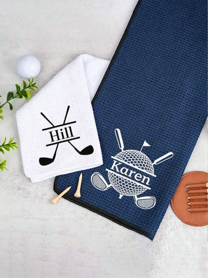 LICVIC Custom Embroidered Name Golf Towel, Funny Golf Towel, Customizable Sports Towel, Ghost Golf Towel, Men's Retirement Golf Gift, Birthday Gift, Wedding Gift, Valentine's Day, Soft Absorbent Towel