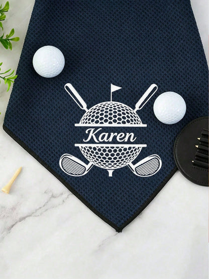 LICVIC Custom Embroidered Name Golf Towel, Funny Golf Towel, Customizable Sports Towel, Ghost Golf Towel, Men's Retirement Golf Gift, Birthday Gift, Wedding Gift, Valentine's Day, Soft Absorbent Towel
