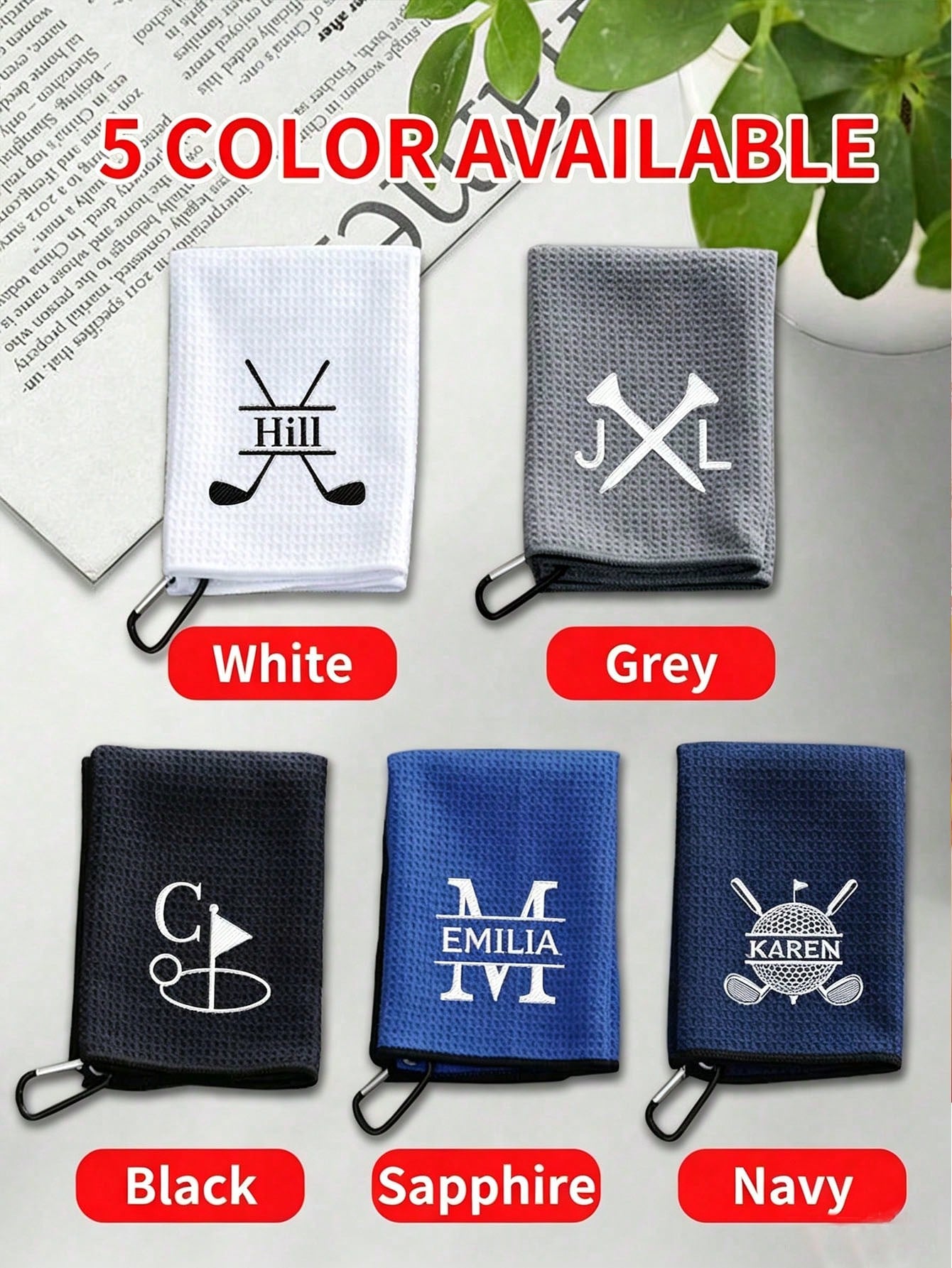 LICVIC Custom Embroidered Name Golf Towel, Funny Golf Towel, Customizable Sports Towel, Ghost Golf Towel, Men's Retirement Golf Gift, Birthday Gift, Wedding Gift, Valentine's Day, Soft Absorbent Towel