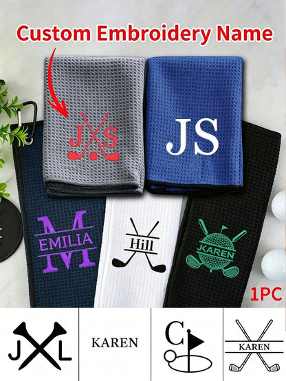LICVIC Custom Embroidered Name Golf Towel, Funny Golf Towel, Customizable Sports Towel, Ghost Golf Towel, Men's Retirement Golf Gift, Birthday Gift, Wedding Gift, Valentine's Day, Soft Absorbent Towel