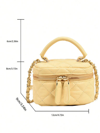 Lightweight Mini Bag, Quilted Bag, Crossbody Bag, Suitable For Girls, College Students And Office Ladies, Perfect For Office, Yellow