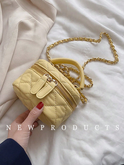 Lightweight Mini Bag, Quilted Bag, Crossbody Bag, Suitable For Girls, College Students And Office Ladies, Perfect For Office, Yellow
