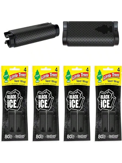 LITTLE TREES Car Air Freshener. Vent Wrap Provides Long-Lasting Scent, Slip On Vent Blade. Black Ice, 16 Air Fresheners, 4 Count (Pack Of 4)