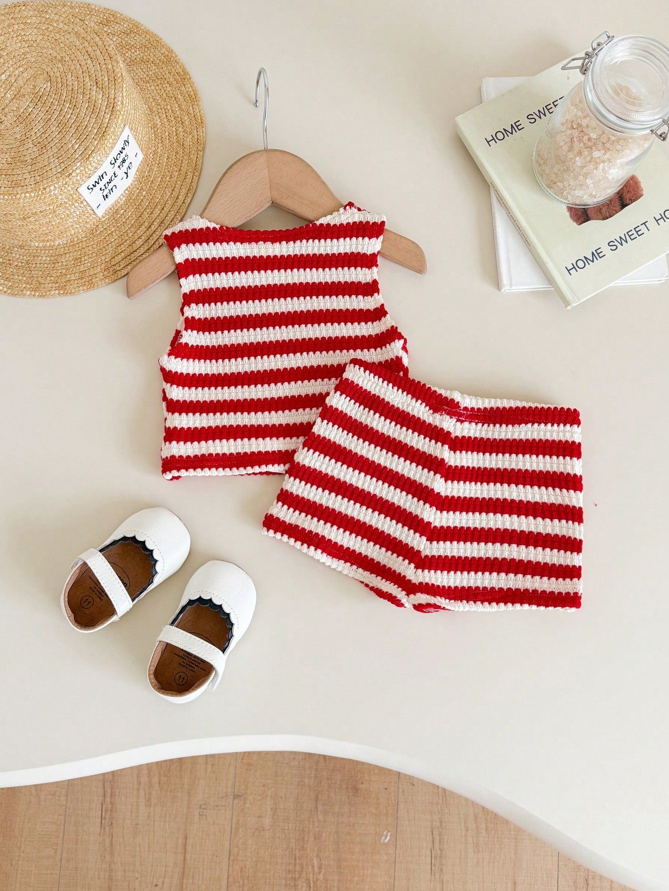 LMoss Kids Baby Girl Casual Summer Cute Striped Tank Top And Elastic Waist Shorts Set