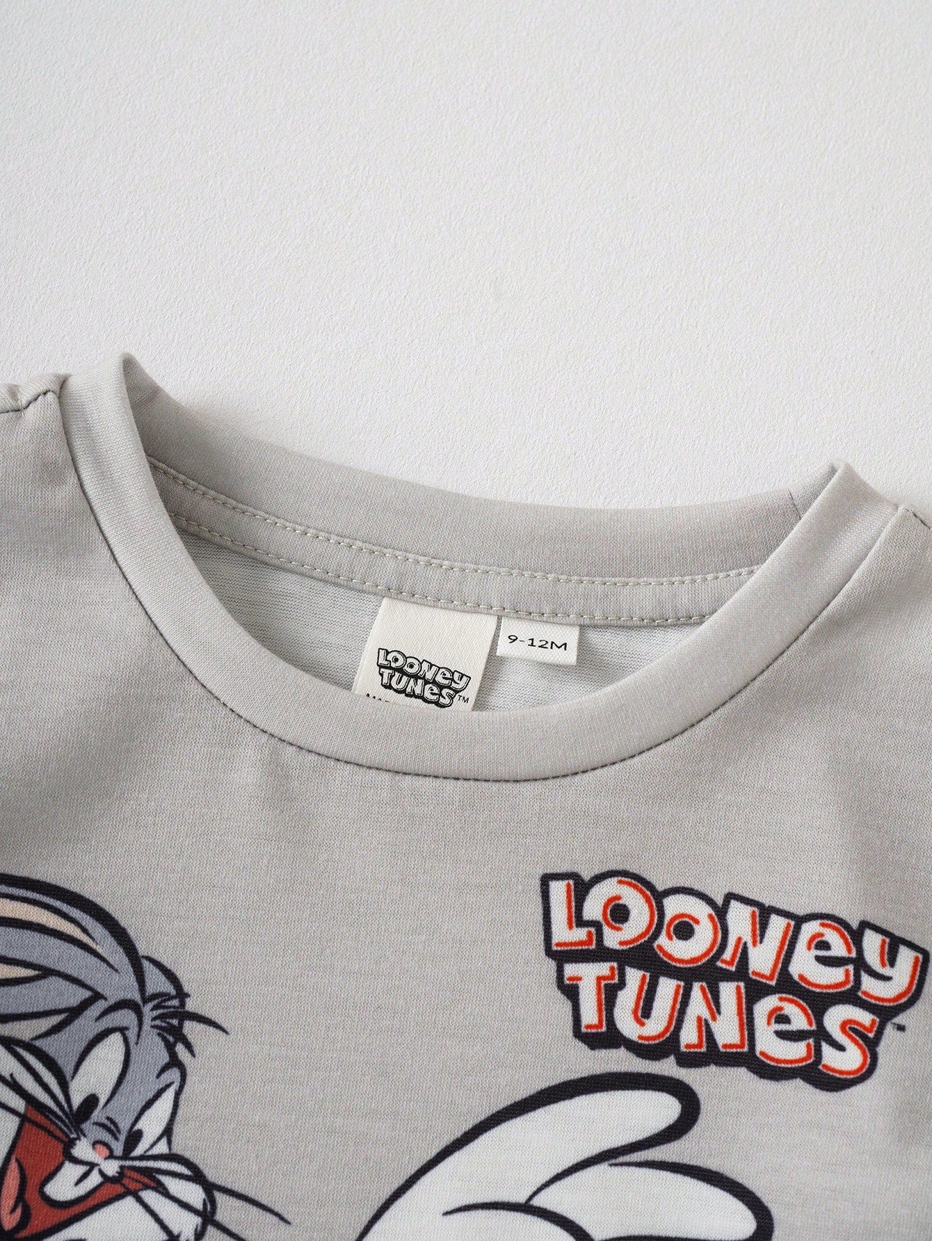 LOONEY TUNES X Baby Boy Casual Outfit: Crew Neck Cartoon Letter Print Short Sleeve T-Shirt And Shorts Set