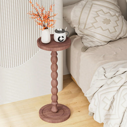 LOVEWE Round Solid Wood Coffee Table With Wood Legs, Modern Decorative Side Table For Small Spaces, Perfect For Plants & Home Decor